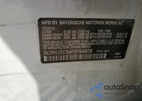 2015 BMW X6 xDrive35I z USA, uszkodzony, nr VIN 5UXKU2C54F0F94828